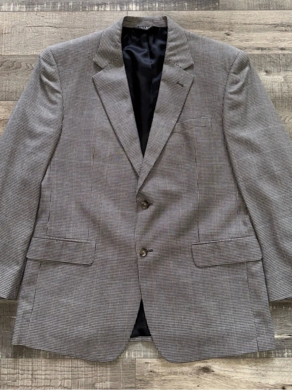 Jos A Bank Men's Black & White Houndstooth Blazer - Classic Tailored Jacket 44R